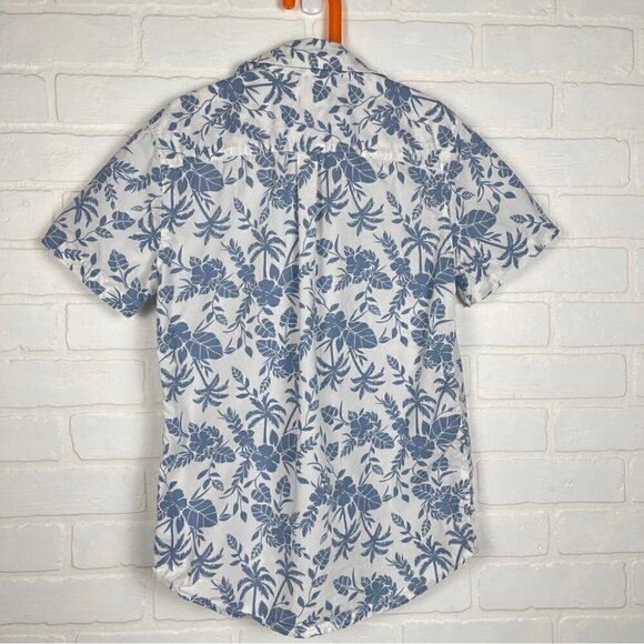 Tucker + Tate Short Sleeve Button Down Shirt blue white floral size large 10/12 - Picture 2 of 10